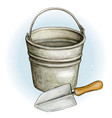 watercolor tin bucket and shovel vector image vector image