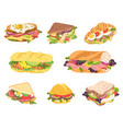 cartoon sandwich delicious panini with vegetables vector image vector image