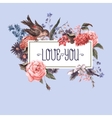vintage greeting card with flowers and birds vector image
