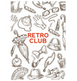 retro club vintage accessories hats and umbrellas vector image