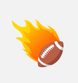 american football ball in fire flame rugby vector image vector image