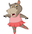 cute hippo cartoon ballet dancer vector image