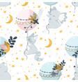 seamless pattern with flying animals vector image