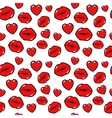 lips kiss love and heart seamless pattern vector image