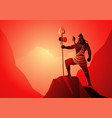 lord shiva standing on top of a rock vector image vector image
