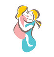 mother and baby stylized symbol mom huges her vector image