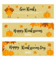 set of thanksgiving banners with turkey pumpkins vector image vector image