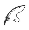 spinning rod and reel combo glyph icon vector image