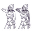 trendy hot girl monochrome label vector image vector image