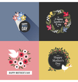 mothers day card with pretty birds and floral deco vector image