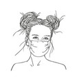 sketch teenage girl portrait in medical face vector image