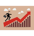 business man running on growing graph vector image vector image