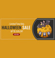 halloween sale flyer bat and full moon garland boo vector image