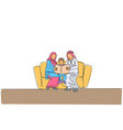 continuous one line drawing of young arabian vector image