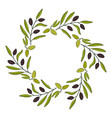 olive wreath with hand drawn branch vector image