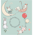 set with cute hares vector image vector image