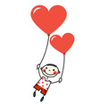 smiling boy with heart shaped balloons vector image vector image