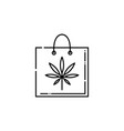 cannabis line icon on shopping bag vector image