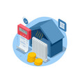 isometric invoice payment for heat energy vector image