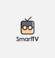 smart tv with glasses logo icon geek vector image