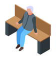 man retirement bench icon isometric style vector image