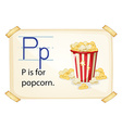 a letter p for popcorn vector image vector image