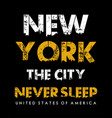 typography design new york never sleep vector image