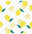 cute hand draw yellow lemon on dot background vector image vector image