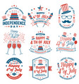 set vintage 4th july design fourth july vector image vector image