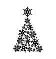 snowflakes in the shape of a christmas tree vector image