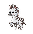 zebra cub on a white background zebras in cartoon vector image
