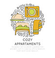 cozy apartments hand draw cartoon icon vector image