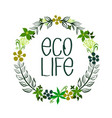 wreath of leaves and flowers eco organic vector image