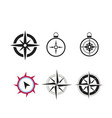 black compass icons set on white background vector image vector image