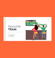 football fans landing page template characters vector image