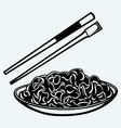 noodle with chopsticks vector image