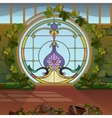 mosaic round door with floral ornament vector image