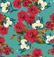 seamless floral pattern with red and white roses vector image vector image