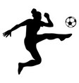 silhouette soccer woman player shooting vector image