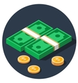 money dollar piles flat icon vector image vector image