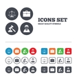 scales of justice icon auction hammer and case vector image