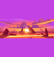 sunset in ocean pink clouds sky above sea vector image vector image