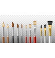 realistic artistic brushes different art vector image