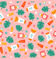 spf sunscreen palm leaves seamless pattern vector image vector image