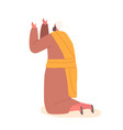 ancient israelite on knees with raised hands vector image