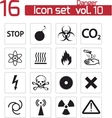 black danger icons set vector image