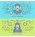 flat line social media and network concept vector image
