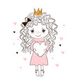 a sweet child hugs big heart little princess vector image vector image