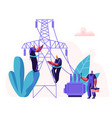 electrician workers repairing power electrical vector image