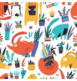 guilty cat flat hand drawn seamless pattern vector image